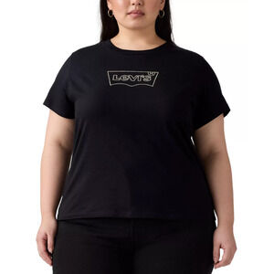 Levi's Womens Cotton Perfect Studded Logo T-Shirt Black Plus Size 2X 17271